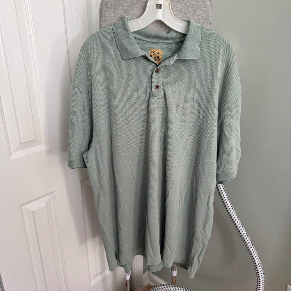 Jos A Bank Polo Shirt Mens XXL Sage Green Modal Blend Textured Knit Preppy